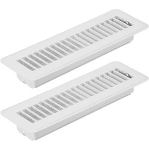PATIKIL 10 x 2 Inch Floor Register, 2pcs Heavy Duty Air Vent Cover Steel Adjustable Decor Vents Easy Adjust Floor Grates for Sidewall Home Office, White