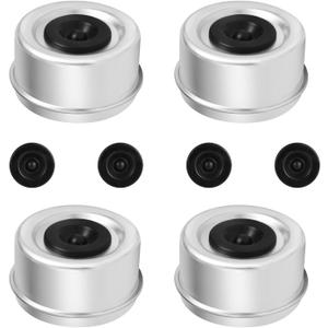 4Pack 2.72'' Trailer Hub Cap Trailer Wheel Bearing Dust Cap with Extra 4 Rubber Plugs Trailer Axle Dust Cap for EZ Lube Trailer Dust Cap 7000 to 8000 Lb (2.72 inch/69.1 mm, Silver & Black)