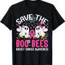 Save The Boo Ghost Bees Breast Cancer Halloween Women Girls T-Shirt M