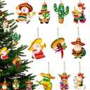Blulu 30 Pcs Wooden Mexican Christmas Ornaments Xmas Decorations Hanging Ornaments Funny Cinco De Mayo Decor Gift Santa Sign for Christmas Tree Winter Holiday Party Decorations Outdoor Indoor