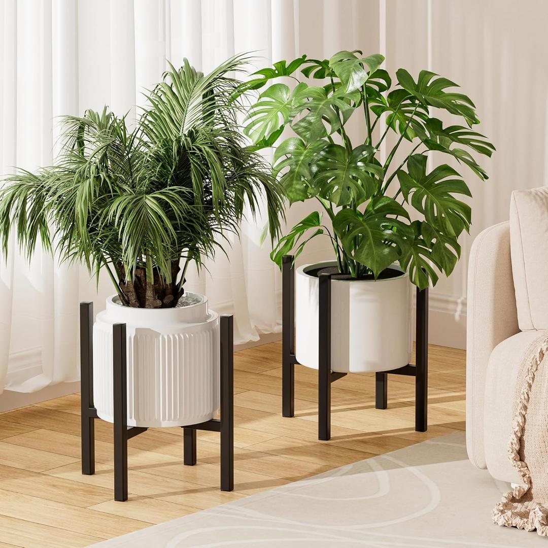 Urban Deco Adjustable Metal Plant Stand Outdoor & Indoor Planter With Stand Fits for 8-14 Inch Plant Holder Mid Century Modern Flower Stand Corner Outdoor Plant Stands for Patio (8-14inch 2PK)