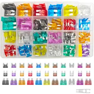 300PCS Car Fuses Assortment Kit, Standard, Small & Mini Autom Blade Fuses 2A 3A 5A 7.5A 10A 15A 20A 25A 30A 35A 40A with Fuse Puller, Vehicle Accessories for Cars, Trucks & More (Aluminum)