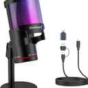 ZealSound Gaming USB Microphone,Noise Cancellation Condenser mic with RGB Light,Touch Mute,Gain,Monitoring for Streaming, Podcast, Twitch, YouTube, Discord, iPhone, iPad,PC,Computer,PS4,PS5,Mac (Desktop Stand)