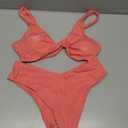 geluboao Bikini Set for Women Solid V Neck Knot Front Push Up High Leg Thong Two Piece Swimsuit L