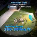 102" Solar Lamp Post Lights with Pole & Water Box Base, Outdoor IP65 Waterproof 3800LM 420 LEDs Solar Street Lights, Metal Flood Motion Sensor Lights for Yard, Garden, Patio, Lawn, Parking Lot
