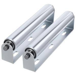2 Pack 10 Inch Long Roller and Bracket Set, 1.5 Inch Diameter Galvanized Steel Conveyor Rollers, Support Rollers for Woodworking, Boat, Kayak, Bike, and Fence Applications
