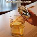 13oz Glass Tumbler with Lid and Straw Set of 4, Reusable Thickened Drinking Glasses for Iced Coffee, Tea, Leakproof & Insulated Cups, Amber