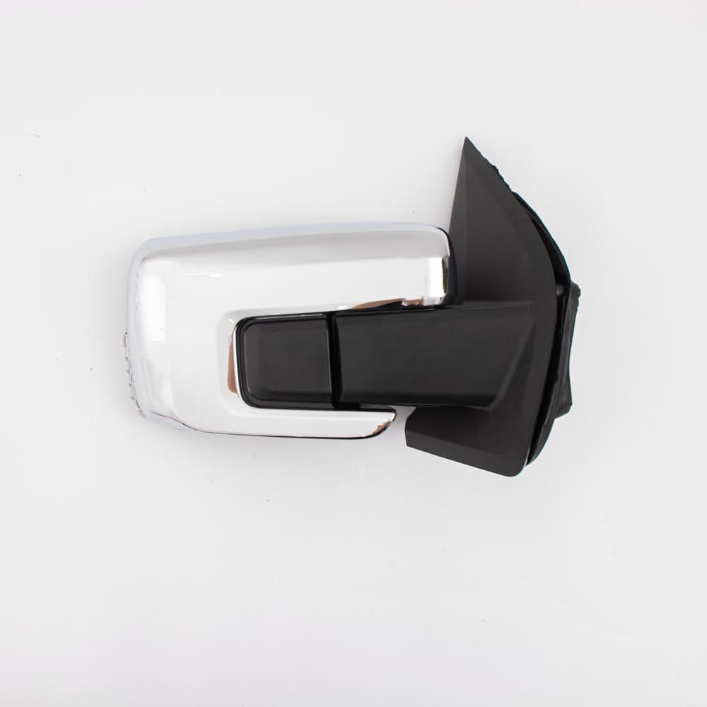 For Ford F150 2021-2024 Door Mirror Assembly with Chrome Back Cover Manual Folding with Turn Signal Light Power Heated and Blind Spot Glass Temp Sensor 12 Pins Right Passenger Side