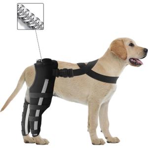 Double Dog Knee Brace for Torn Acl Hind Leg, Double Dog Leg Braces for Back Leg for Support,Acl Brace for Dogs, Built-In Hard Metal Spring Support,Outer Night Reflective Strip,Adjustable Strap (Small)