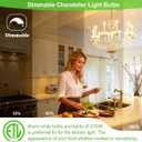 LED Candelabra Bulbs 25W Equivalent Dimmable E12 LED Bulb 2700K Soft Warm White, 2W 200LM Flame Tip CA10 LED Candle Bulb for Chandelier Wall Sconce 24-Pack.