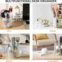 360 Rotating Desk Organizer, Premium Transperent Pen Holder for Desk, Cut Desk Accessories & Workspace Organizers for Office, School, Home, Art(Transparent White)