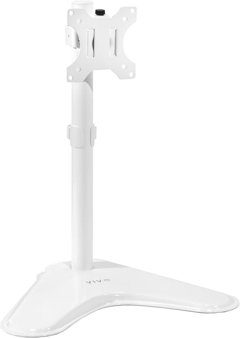 VIVO Single Monitor Desk Stand, Holds Screens up to 32 inch Regular and 38 inch Ultrawide, Freestanding VESA Steel Mount Base, Adjustable Height, Tilt, Swivel, Rotation, White, STAND-V001HW (18" Tall)