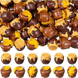 AceOrbit 100 Pcs Spring Theme Mini Resin Honey Jars Figurine Bulk Honey Jar Miniatures for Bee Festival Favors Resin Crafts for Home Garden Landscape Models Scenes DIY Cake Toppers Wedding Party Gifts