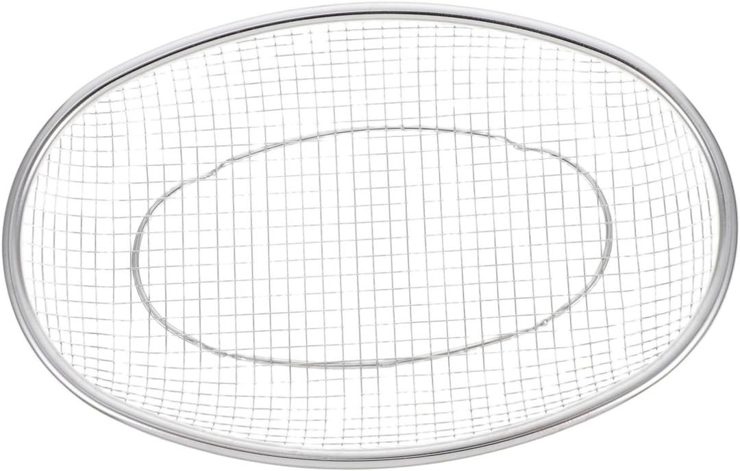 JECOMPRIS Stainless Steel Oval Mesh Draining Basket for Fruits Vegetables Bread Easy to Clean Kitchen Storage Versatile Strainer for Efficient Washing Space Saving