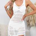 3 x Dokotoo Womens Swimwear Cover Ups 2026 Summer Crochet Hollow Out Knit Bathing Suit Beach Dresses (White, XL)