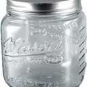 Grant Howard 51091 102 Ounce Classic Wide Mouthed Embossed Glass Mason Storage Jar Storage Container with Airtight Screw On Closing Lid