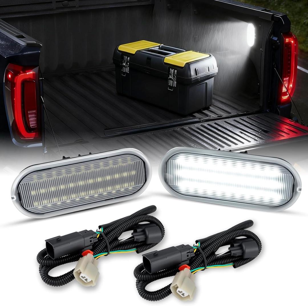 D-Lumina LED Truck Bed Light Cargo Lamp w/Wiring Harness Compatible with Fo'rd 2015-UP F150, 2017-UP F150 Raptor F250 F350 Super Duty, Powered by 40-SMD 6000K White Truck Bed Cargo Lights, Pack of 2
