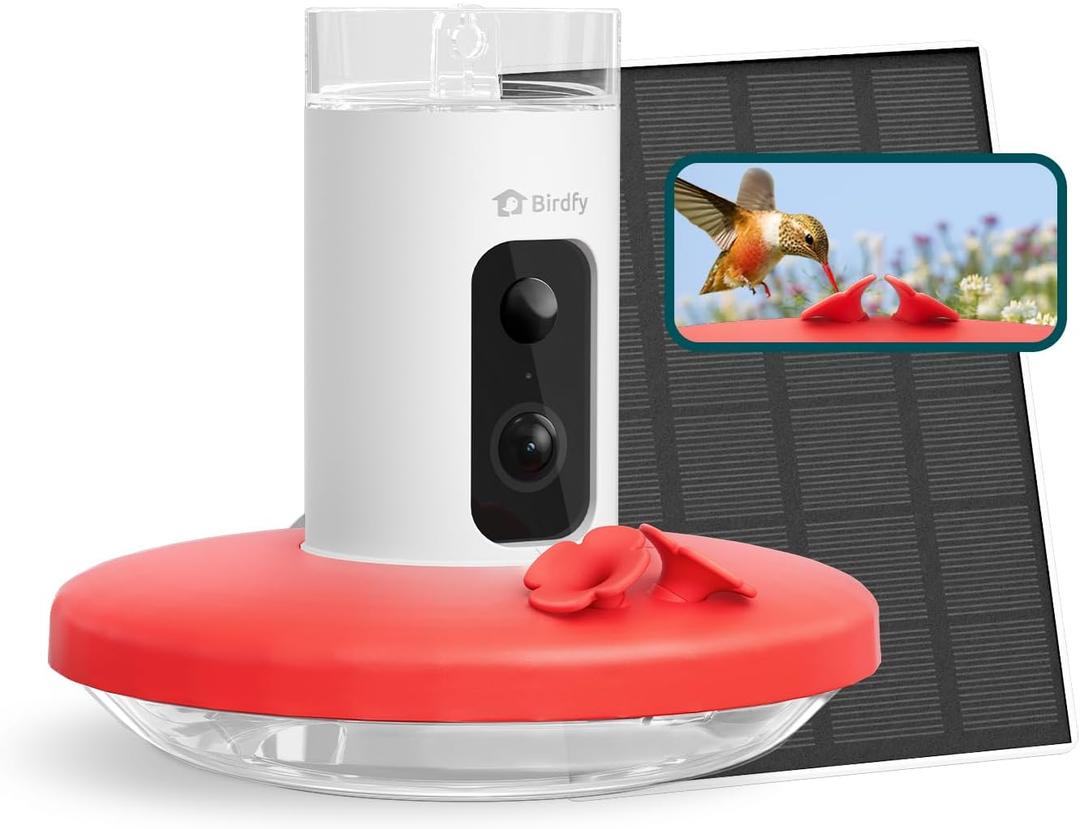 Birdfy Smart Hummingbird Feeder with Camera, Auto Detect Record Bird Video, Instant Notification, Live View, Solar Powered Hummingbird Feeders for Outdoors Ant Bee Proof, 14oz, Gift for Bird Lovers