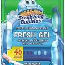 Scrubbing Bubbles Fresh Gel Toilet Bowl Cleaning Stamps, Helps Keep Toilet Clean and Helps Prevent Limescale & Rings, Rainshower Scent, 1 Dispenser with 24 Fresh Gel Stamps 3 pcs