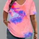 ROSRISS Plus Size Tops for Women Casual Summer T Shirts V Neck Short Sleeve Tunics (XXL)