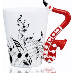 Sax Mug Sax Coffee Mug Gift for Saxophone Players Musician - 13.5 oz Saxophone Cup Gifts for Music Lovers - Music Coffee Mugs Birthday Christmas Gifts for Men Women(Red)