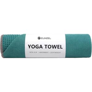 Eunzel Yoga Towel,Hot Yoga Mat Towel with Grip Dots Sweat Absorbent Non-Slip for Hot Yoga, Pilates and Workout 24" x72", Dark Cyan