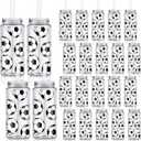 Domensi 24 Pack 14.2 oz Soccer Plastic Cups with Lid and Straw Clear Reusable Cups with Lids and Strawstumbler for Birthday Sports Themed Party Supplies