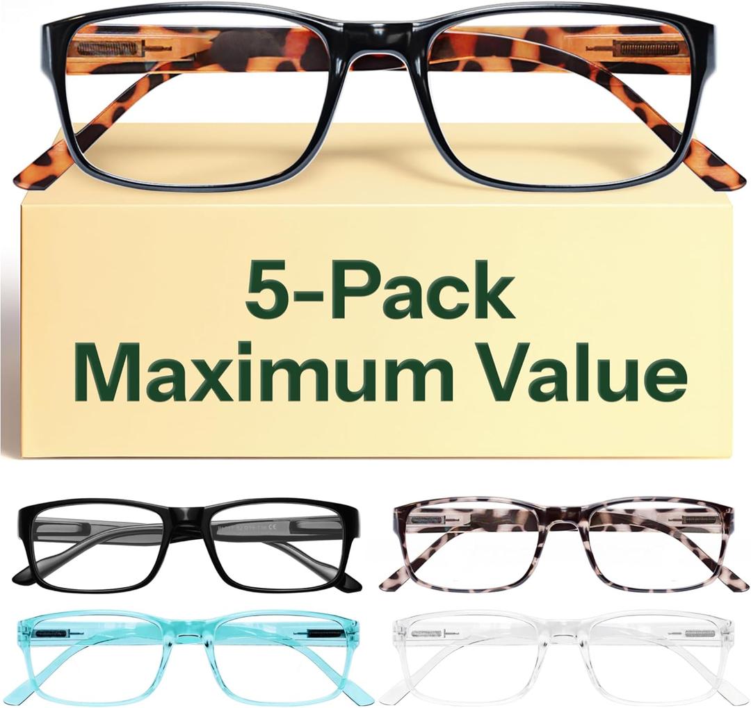 Gaoye 1.25 Professional Reading Glasses for All Day - Computer Readers with Blue Light Protection - Value Pack