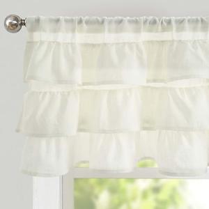 jinchan Ruffled Valance Curtain Linen Kitchen Window Valance for Living Room Bedroom 48x18 Inch Farmhouse Cottage Shabbychic Style Light Filtering Small Window Treatment 1 Panel Ivory