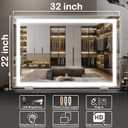 FENNIO Makeup Mirror with Lights 32"x22" LED Makeup Mirror Large Vanity Mirror with LightsTouch Sensor with Dimmable 3 Modes, Square White
