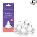 Lansinoh NaturalWave Baby Bottle Nipples, Fast Flow, Size F, 6+ Months, 4 Count 100% Soft, Durable Silicone, Made Without BPA BPS, Anti-Colic, Supports Baby's Developing Mouth and Teeth