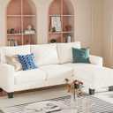 Homall Sofa for Living Room, Couch with Convertible Chaise, 3 Seat L-Shaped Sofas, Comfy Corduroy Couches for Apartment, Small Space, Cream