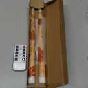 Silverstro Fall Decor LED Taper Candles with Remote Control & Timer Function, Embossed Autumn Maple Leaf Design Flameless Taper Candles for Home Party Autumn Decorations, Set of 2