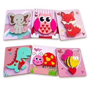 Valentines Day Wooden Puzzles 6 Pack Wooden Puzzles for Toddlers Valentines Day Gift for Toddler Toys for 1 2 3 4 Year Old Boys Girls Gifts My First Birthday Day Toys