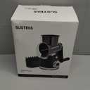 SUSTEAS Rotary Cheese Grater with Handle, Vegetable Slicer with 6 Interchangeable Blades, Reinforced Suction, Easy to Clean, Kitchen Shredder for Crushed Ice, Fruits and Nuts with Blade Storage Case, Black