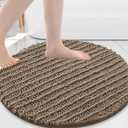 Arotive Luxury Round Chenille Bathroom Rug Mat, Extra Soft Thick Absorbent Shaggy Bath Rugs, Non-Slip Machine Wash Dry Plush Bath Mats for Bathroom, Shower and Tub, 24x24, Camel