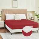 Queen Fitted Sheet Only, Ultra Soft Brushed Microfiber Hotel Quality Bottom Sheet, Deep Pocket Fits 8-14 inches Mattresses, Luxury Durable Sheets for Queen Size Bed, Red