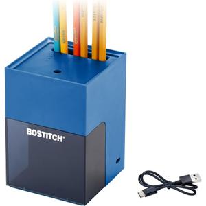 Bostitch Konnect Rechargeable Pencil Sharpener (USB-C), Auto-Stop Helical Cutter, Portable Electric Sharpener for No.2/Colored Pencils, Home, Office, Classroom, Blue