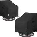 Outdoor Swivel Lounge Chair Cover 2 Pack,Waterproof 100% Outdoor Patio Chair Covers,27.5W x 32.5 D x 39 H inches,Outside Furniture Lounge Deep Seat Cover -Black