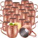 Didaey 24 Pcs Moscow Mule Mugs Set 12oz Rose Gold 304 Stainless Steel Moscow Mule Cups Bulk Hammered Copper Cups Tarnish Resistant Copper Plated Mug for Cold Drinks Beer Wine Bars Parties Gifts (EXP 12/31/36)