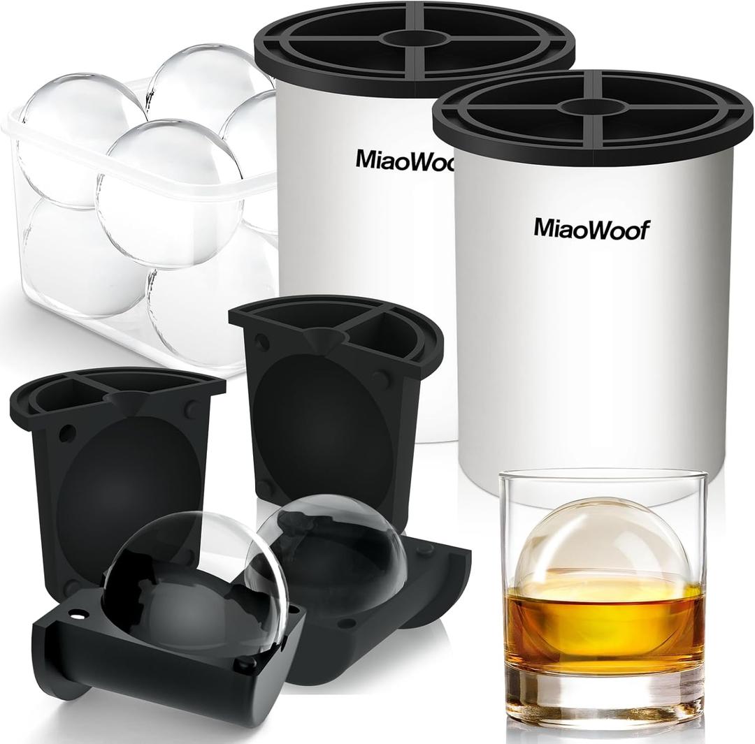 Clear Ice Cube Maker, 2.5 Inch Stainless Steel Crystal Large Clear Ice Ball Maker, Silicone Ice Cube Mold for Cocktails, Drinks & Bourbon, Whiskey Gifts for Men (2 Pack) (White)