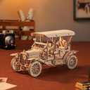 ROBOTIME MC801 Vintage Car 3D Puzzle, 3D Wooden Puzzle Retro Car Model Kits to Build for Adults, Gift for Antique Car Lovers Aesthetic Home Decor