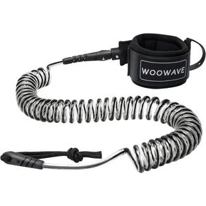 WOOWAVE SUP Leash 11 Foot Coiled Stand Up Paddle Board Surfboard Leash Stay on Board Ankle Strap with Waterproof Wallet/Phone Case (Clear Black Core)