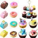 Chivao 12 Pieces Fake Food Realistic Artificial Slice Fake Decoration Macaroon Birthday Faux Simulation Croissant Model PU Photography Props(Desserts)