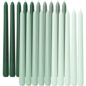 Viyffo 10 Inch Taper Candles-20 Pack Green, Unscented, SmokelessUp to 8 Hour Burn  Long Tall Tapered Candlesticks for Wedding, Dinner, Holiday, Party, Home Decor Natural Color Series