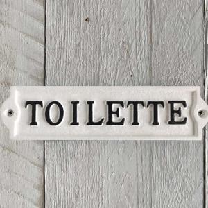 Cast Iron Toilette Sign Wall Decor Plaque - Decorative Restroom Sign for Home, Office, Store or Restaurant