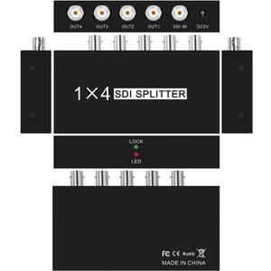 SDI Splitter 1x4 Multimedia Split SDI Extender Adapter Support HD-SDI, SD-SDI and 3G-SDI Signals for Projector Monitor Camera（1 sdi Input and 4 sdi Output