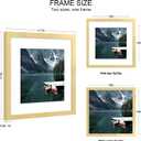 Hongkee 16x16 Frame Set of 2, Gold Wood Style - Display Square 12 x 12 with Mat or 16x16 without Mat, Wall Mounting Horizontal and Vertical