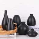 Set of 6 Matte Black Small Vases for Flowers, Ceramic Bud Vase Bulk Boho Centerpieces for Tables, Mini Short Vase Modern Bulk Wedding Centerpieces Ikebana Vases for Bridal Shower/House Warming Gift
