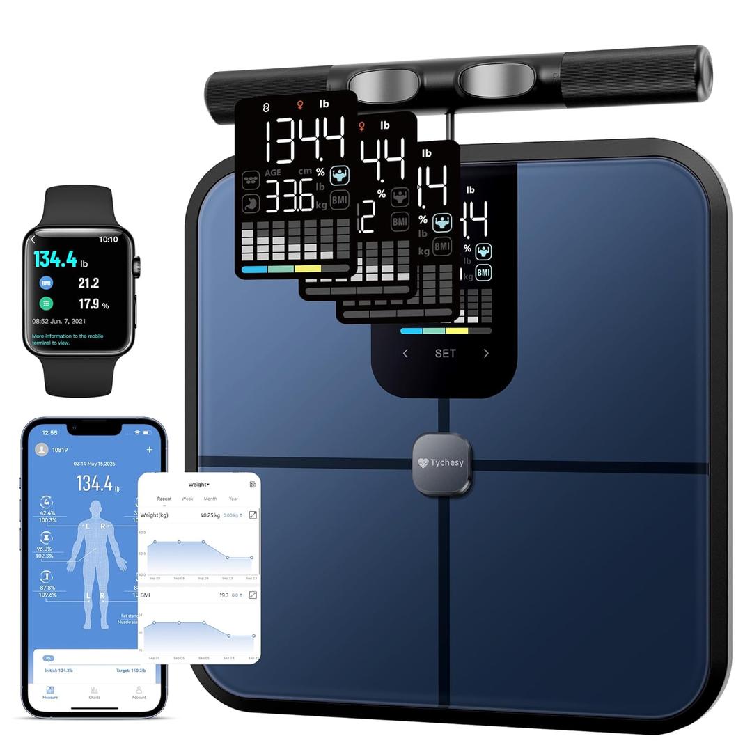 Smart Pod Scale for Full Body Composition, 8-Sensor Smart Analyzer Measures Fat, Muscle Mass, BMI, Digital Bathroom Scale Syncs with App for 24 Users, FSA&HSA Eligible
